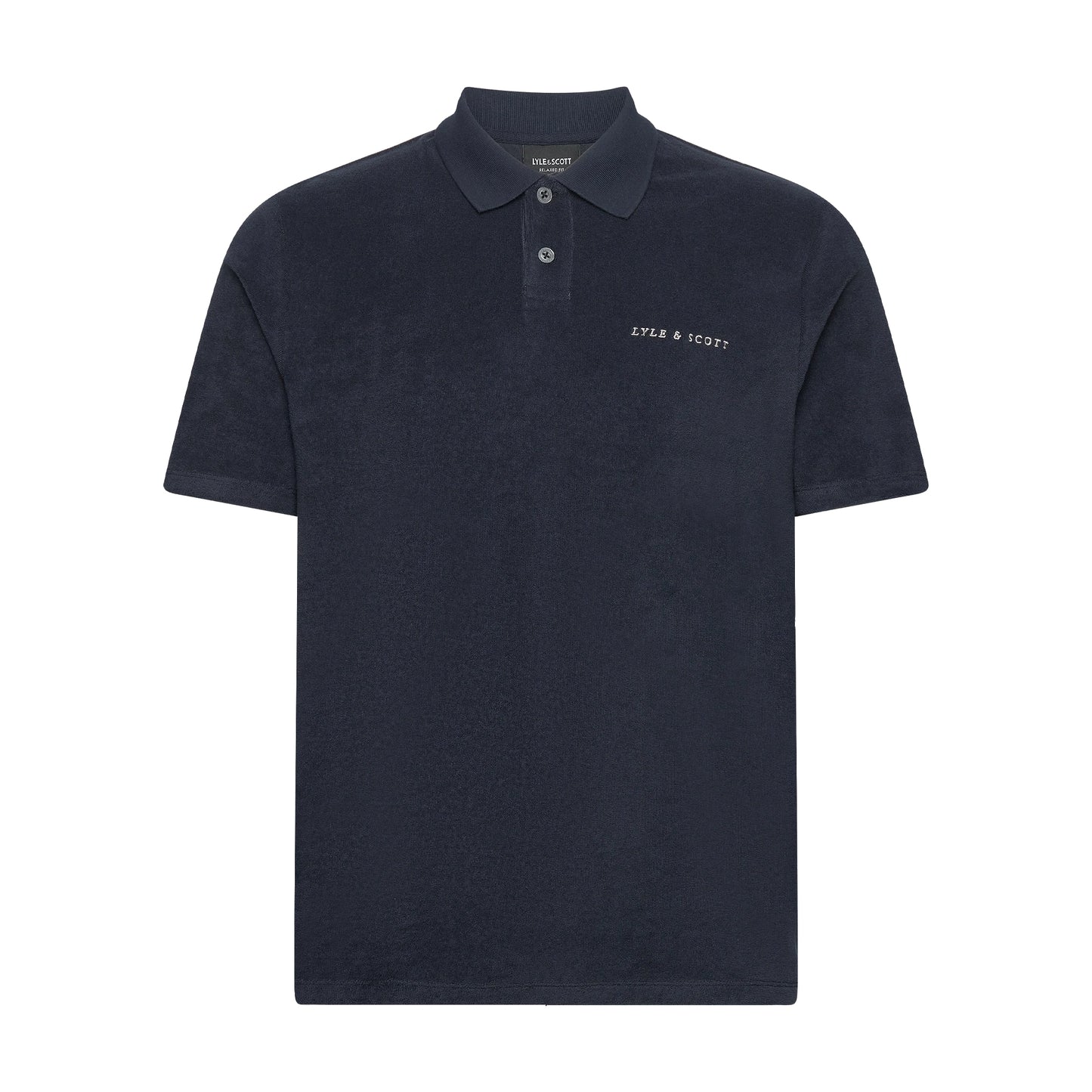 Dark Navy - Front - Lyle & Scott Mens Towelling Polo Shirt