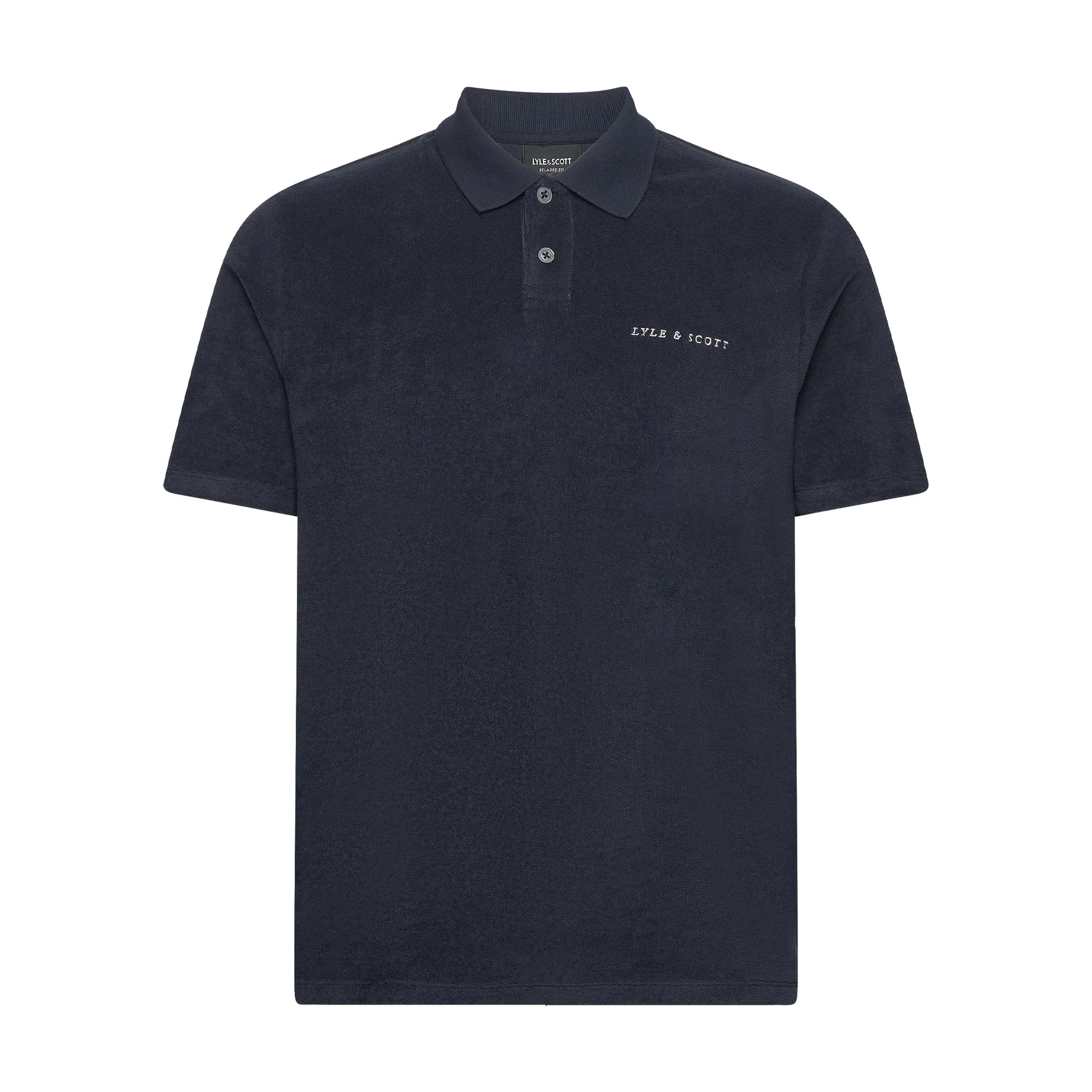 Dark Navy - Front - Lyle & Scott Mens Towelling Polo Shirt