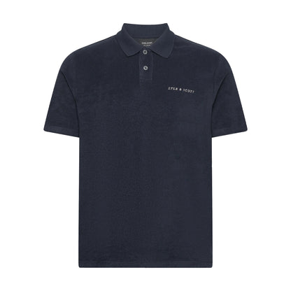 Dark Navy - Front - Lyle & Scott Mens Towelling Polo Shirt