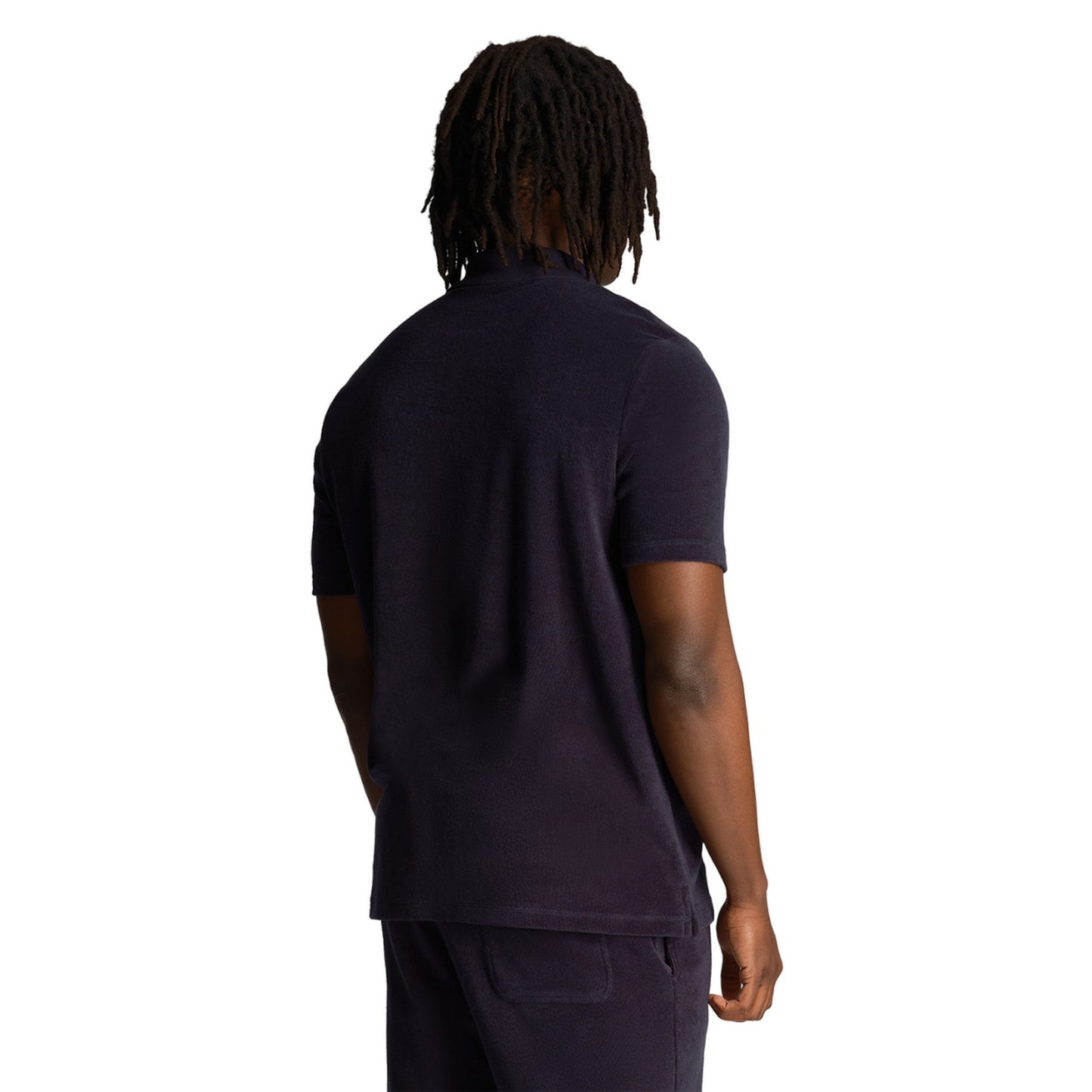 Dark Navy - Back - Lyle & Scott Mens Towelling Polo Shirt