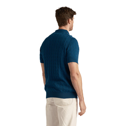 Apres Navy - Back - Lyle & Scott Mens Cable Knit Polo Shirt