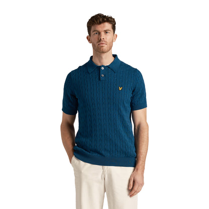 Apres Navy - Side - Lyle & Scott Mens Cable Knit Polo Shirt