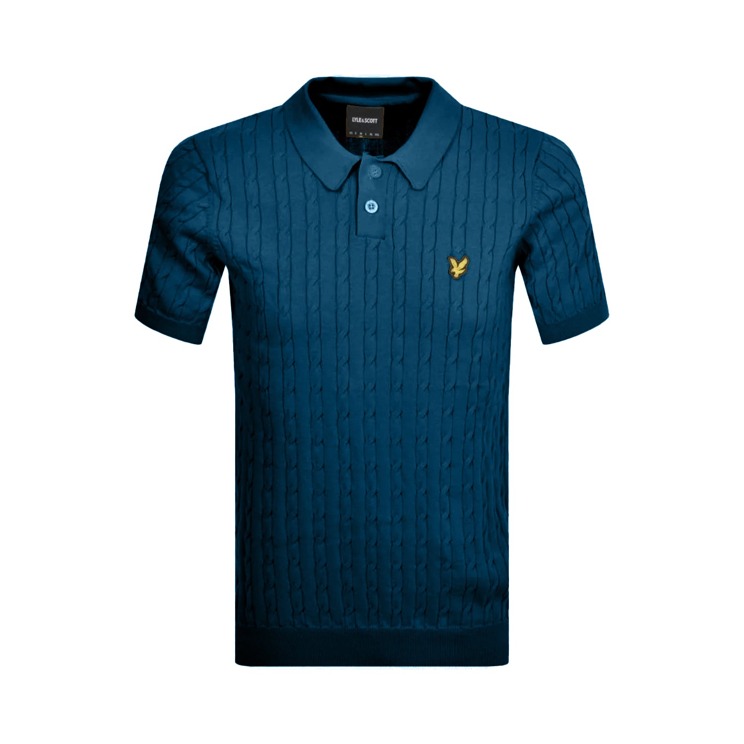 Apres Navy - Front - Lyle & Scott Mens Cable Knit Polo Shirt