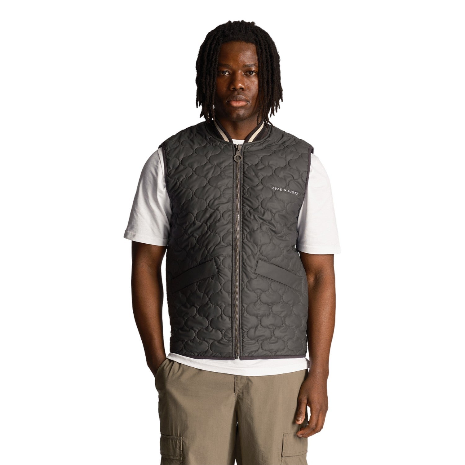 Gunmetal - Side - Lyle & Scott Mens Quilted Sleeveless Gilet