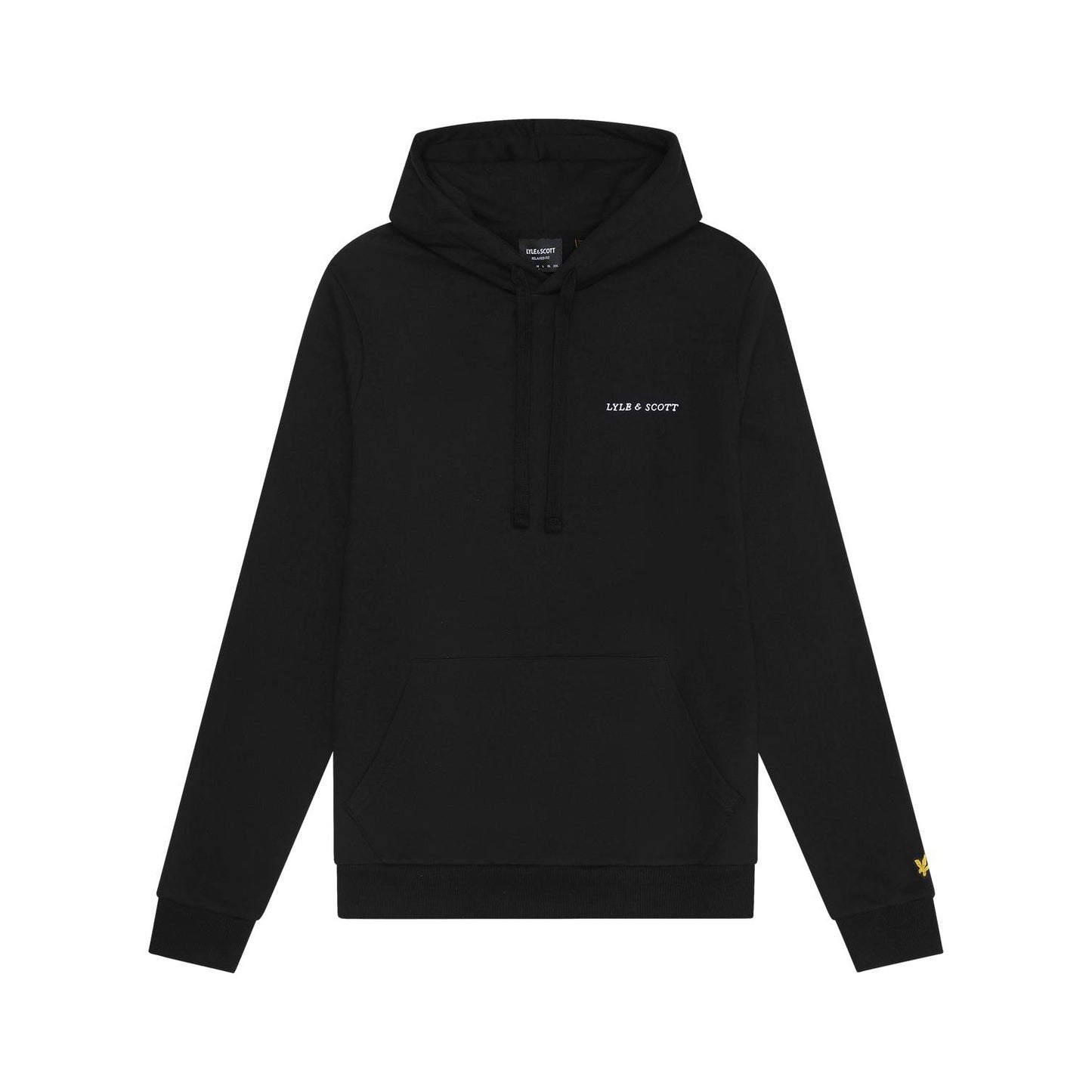 Jet Black-White - Front - Lyle & Scott Mens Embroidered Hoodie