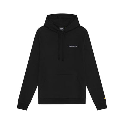 Jet Black-White - Front - Lyle & Scott Mens Embroidered Hoodie