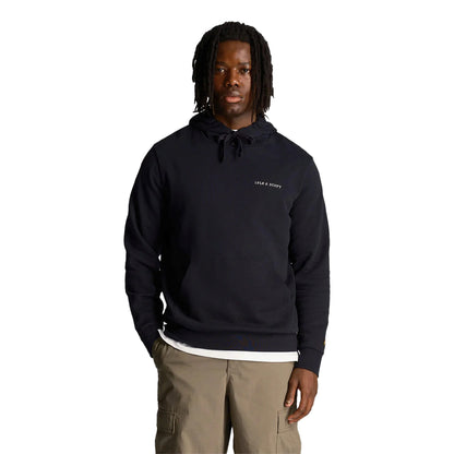 Jet Black-White - Back - Lyle & Scott Mens Embroidered Hoodie