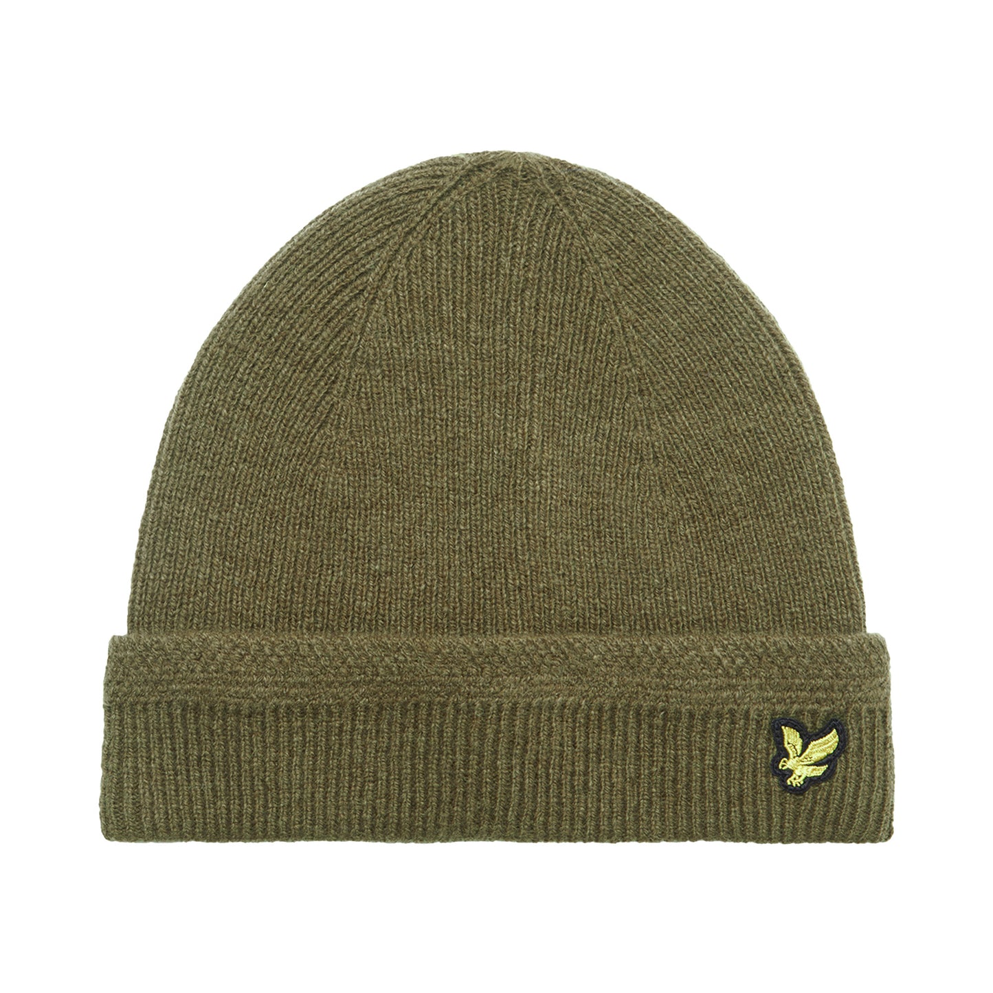 Olive - Front - Lyle & Scott Racked Logo Ribbed Beanie