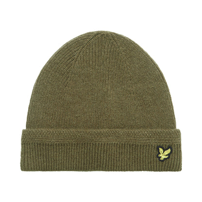 Olive - Front - Lyle & Scott Racked Logo Ribbed Beanie