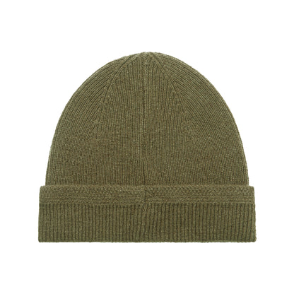 Olive - Back - Lyle & Scott Racked Logo Ribbed Beanie