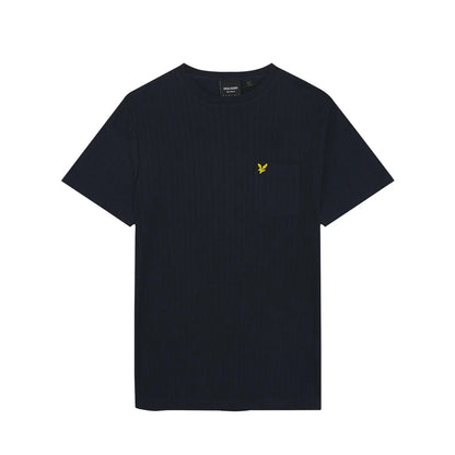 Dark Navy - Front - Lyle & Scott Mens Textured Stripe T-Shirt
