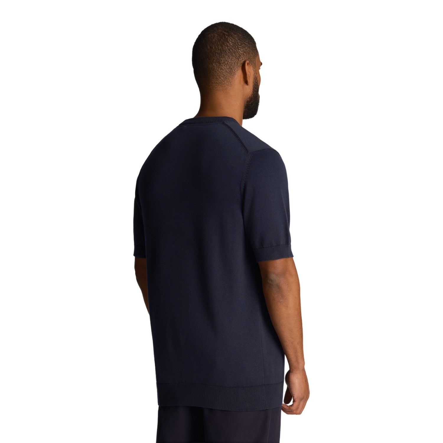 Dark Navy - Back - Lyle & Scott Mens Textured Stripe T-Shirt
