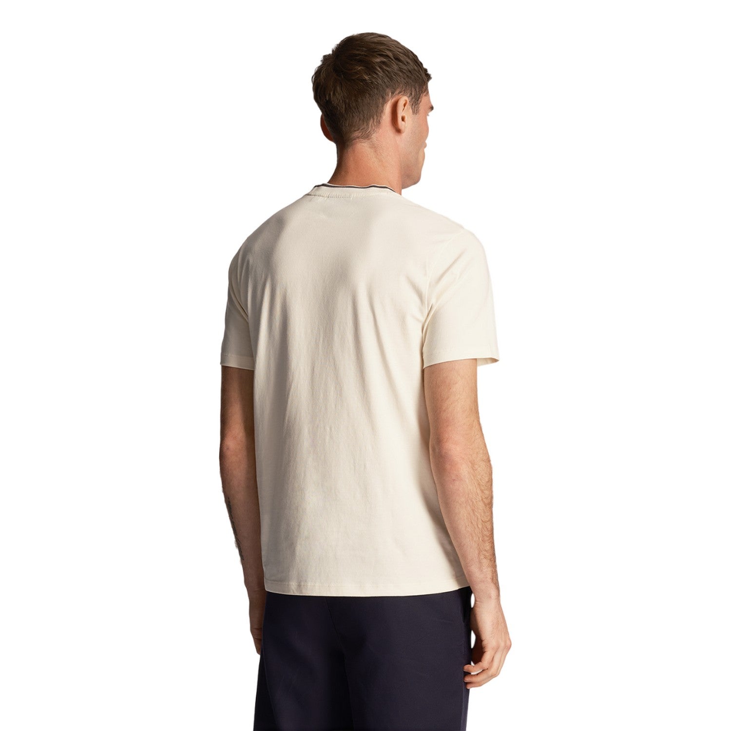 Chalk-Gunmetal - Back - Lyle & Scott Mens Tipped T-Shirt