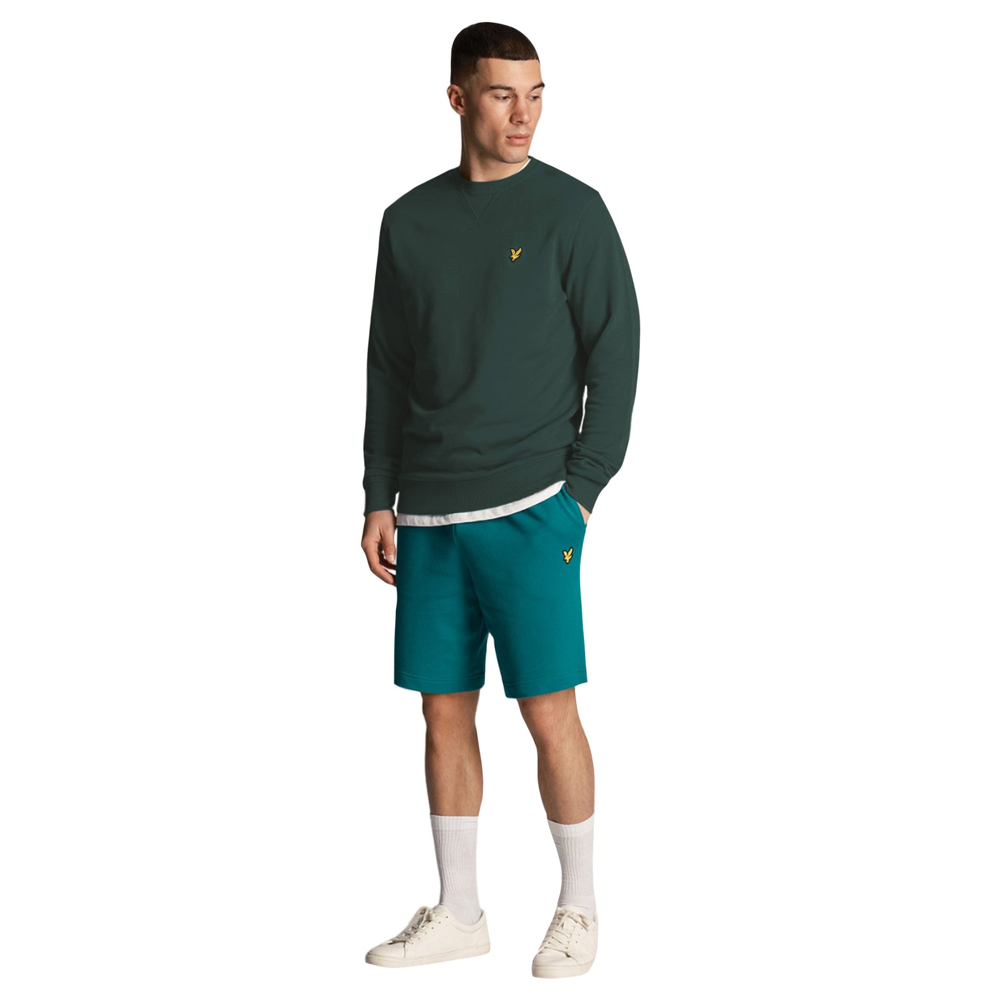 Argyle Teal - Side - Lyle & Scott Mens Crew Neck Long-Sleeved Sweatshirt