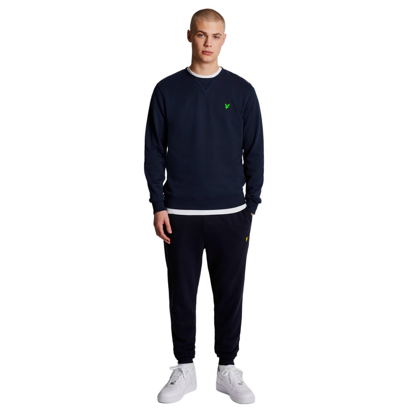Dark Navy - Side - Lyle & Scott Mens Crew Neck Long-Sleeved Sweatshirt