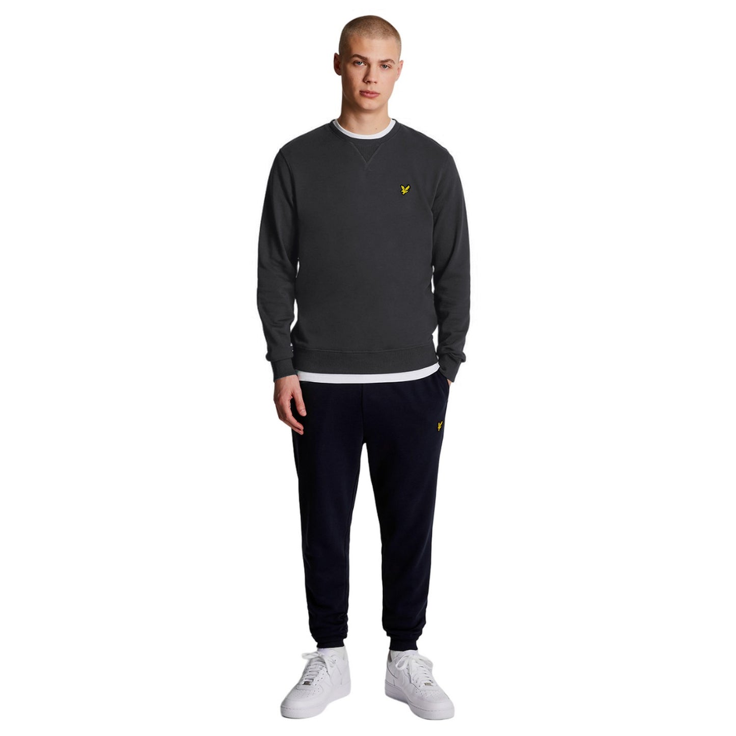 Gunmetal - Side - Lyle & Scott Mens Crew Neck Long-Sleeved Sweatshirt