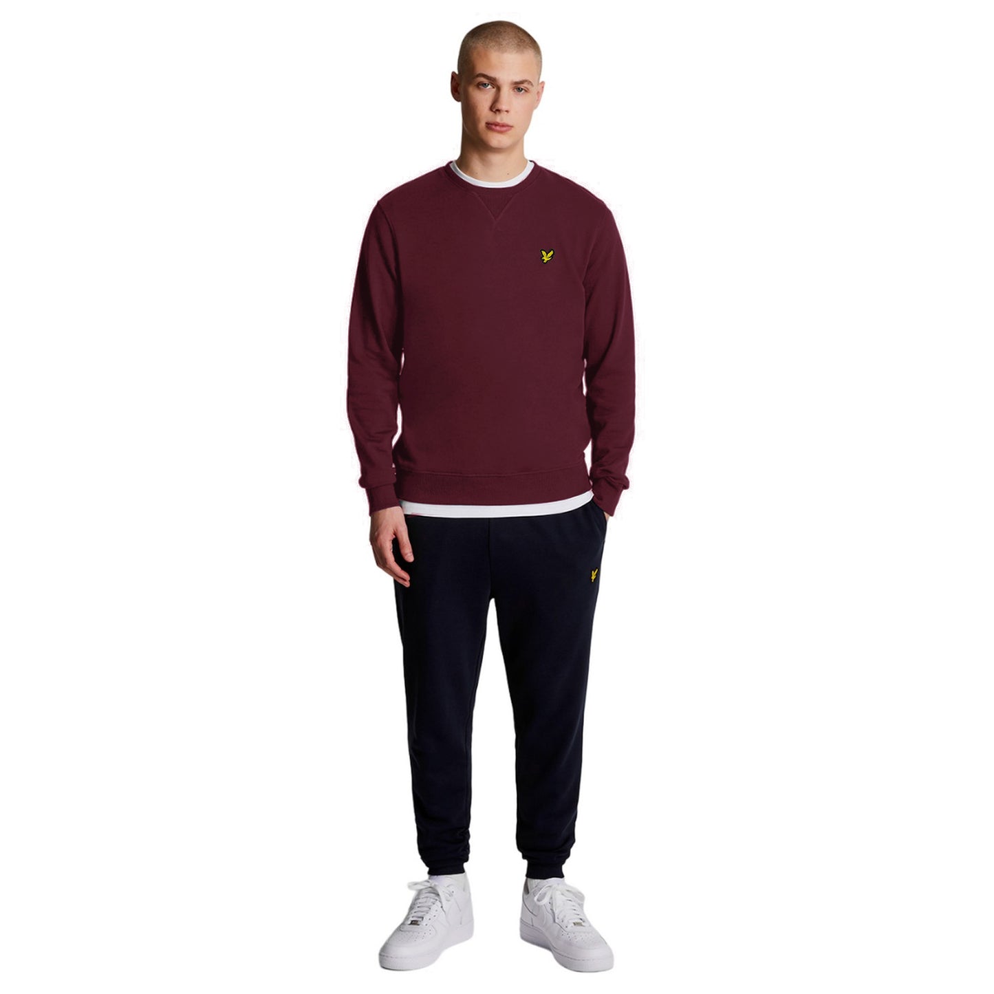 Burgundy - Side - Lyle & Scott Mens Crew Neck Long-Sleeved Sweatshirt