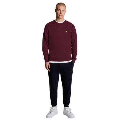 Burgundy - Side - Lyle & Scott Mens Crew Neck Long-Sleeved Sweatshirt