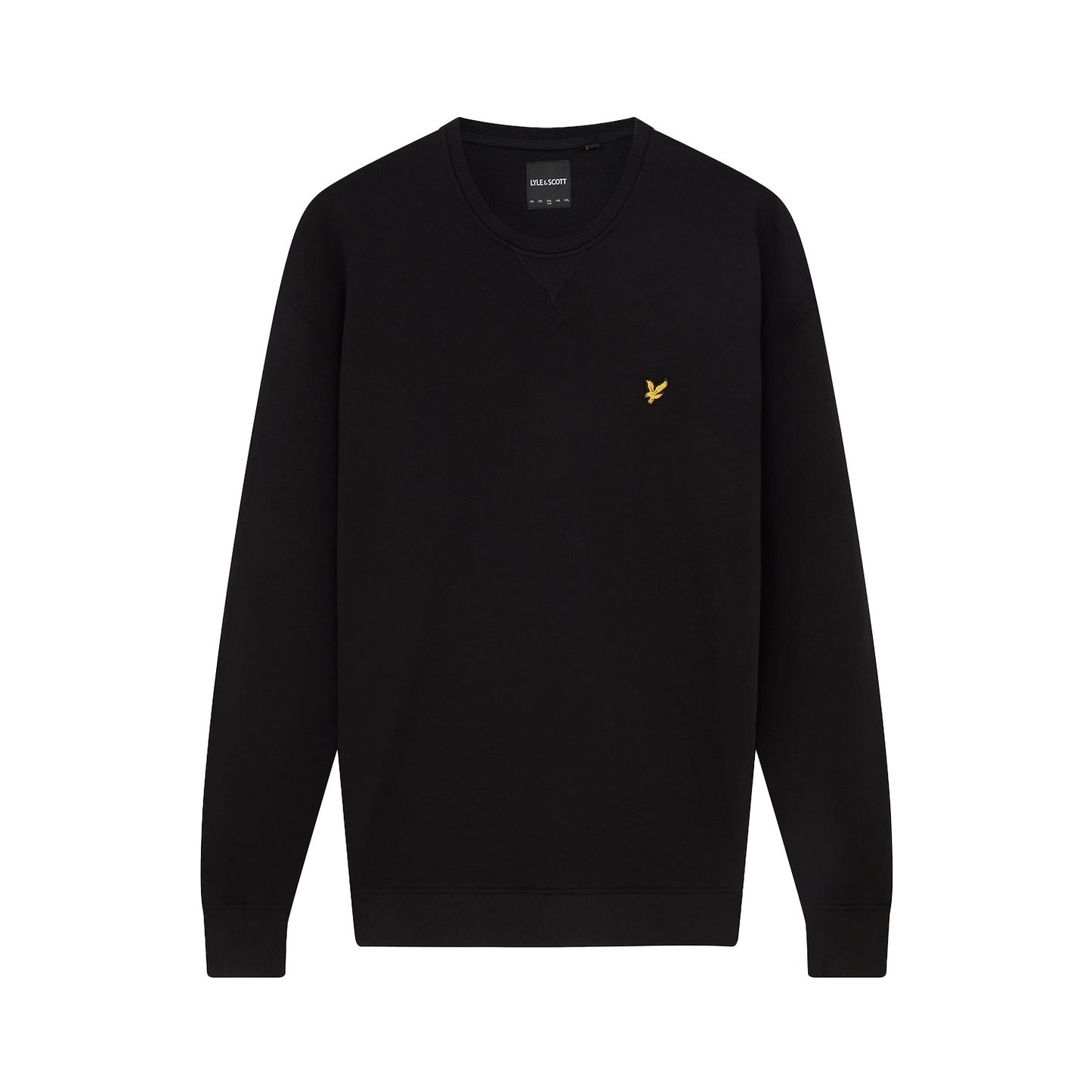 Jet Black - Front - Lyle & Scott Mens Crew Neck Long-Sleeved Sweatshirt