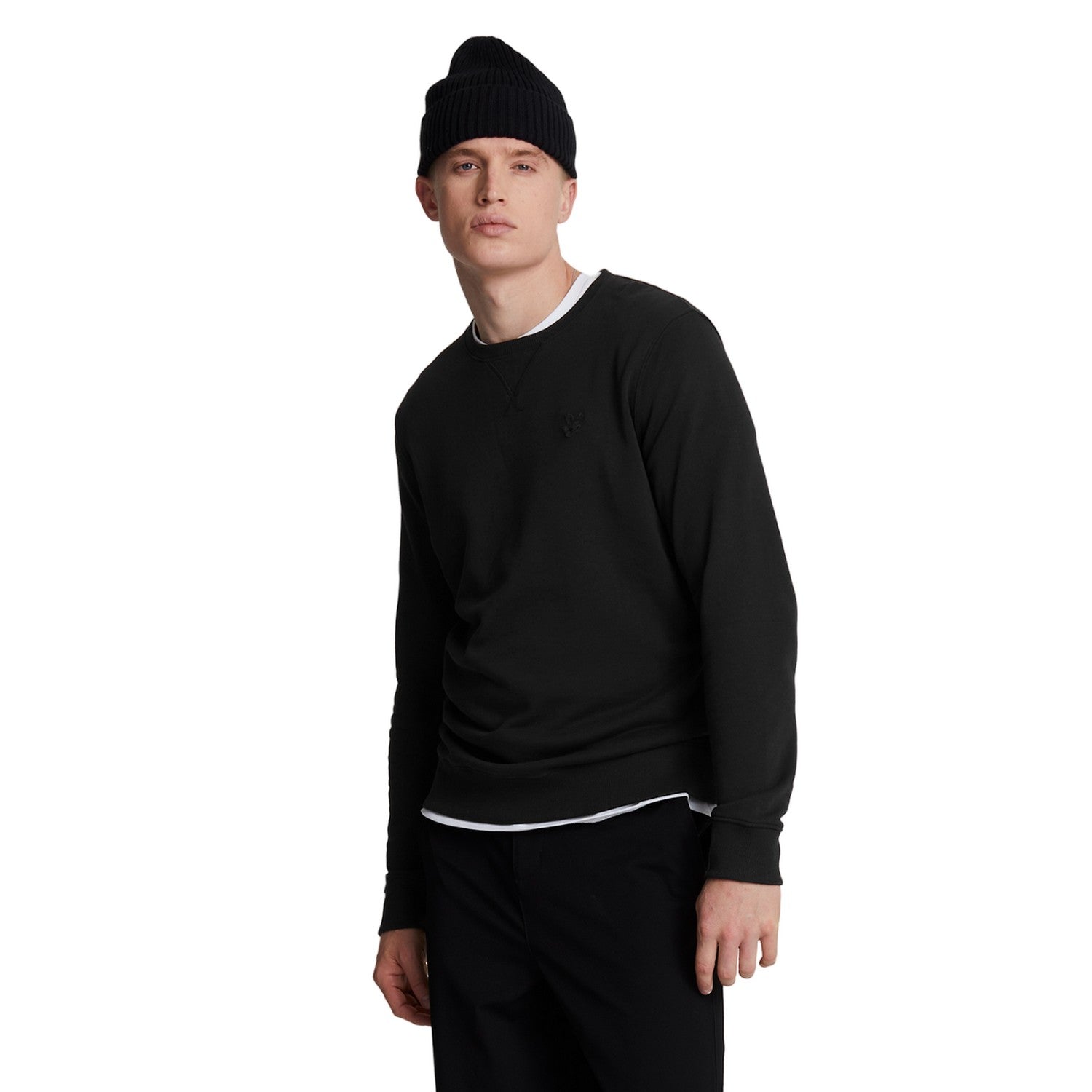 Jet Black - Side - Lyle & Scott Mens Crew Neck Long-Sleeved Sweatshirt