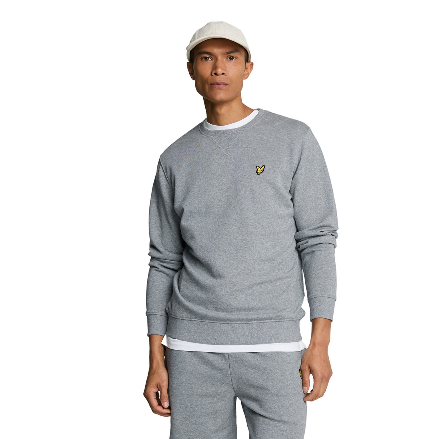 Mid Grey Marl - Side - Lyle & Scott Mens Crew Neck Long-Sleeved Sweatshirt