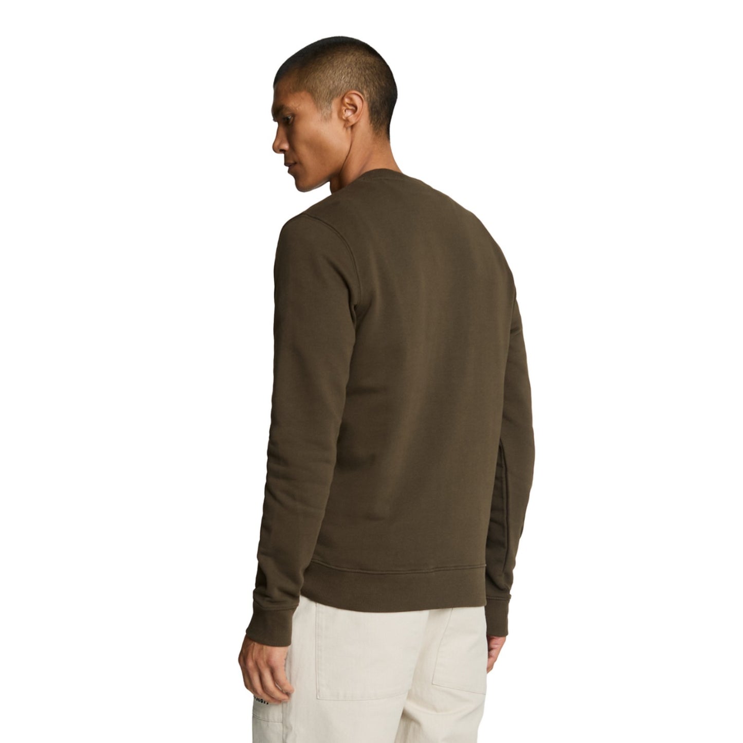 Olive - Back - Lyle & Scott Mens Crew Neck Long-Sleeved Sweatshirt