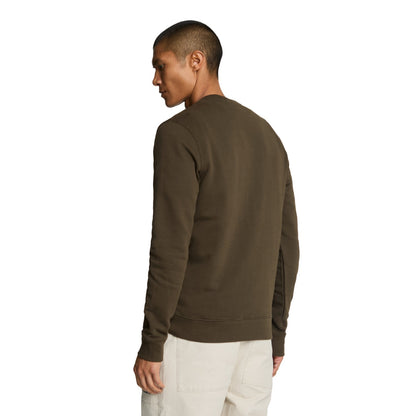 Olive - Back - Lyle & Scott Mens Crew Neck Long-Sleeved Sweatshirt