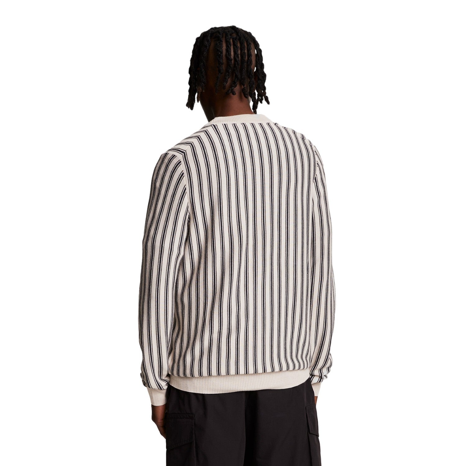Cove - Back - Lyle & Scott Mens Vertical Stripe Crew Neck Jumper