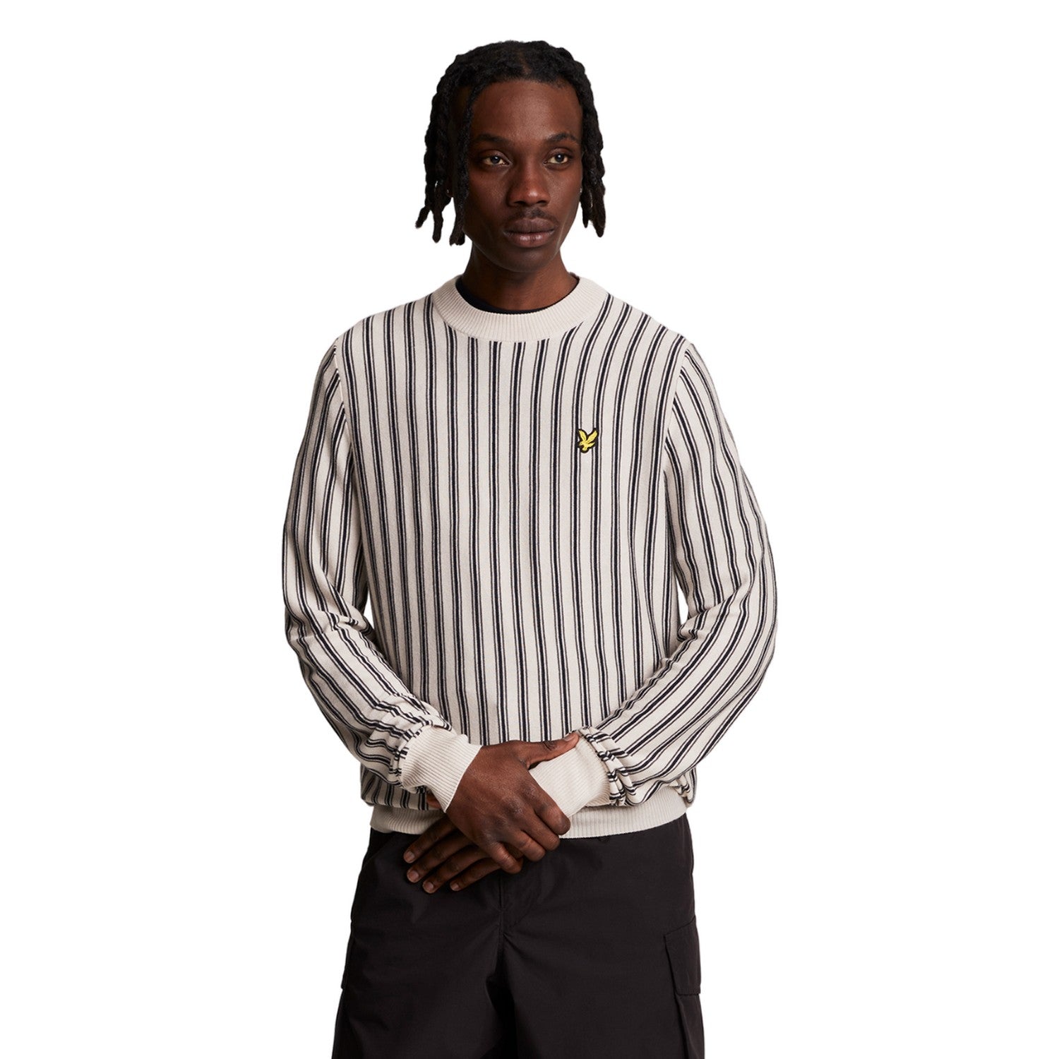 Cove - Side - Lyle & Scott Mens Vertical Stripe Crew Neck Jumper