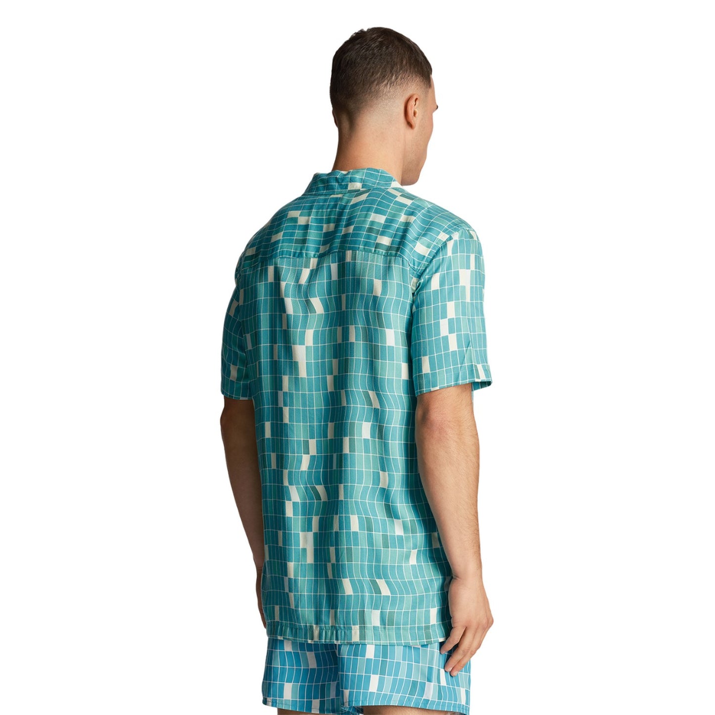 Tile Blue - Back - Lyle & Scott Mens Pool Short-Sleeved Shirt