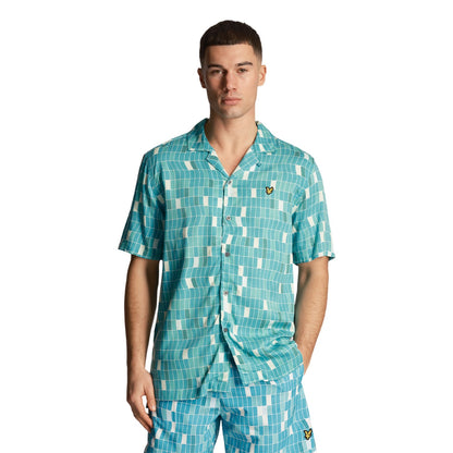 Tile Blue - Side - Lyle & Scott Mens Pool Short-Sleeved Shirt