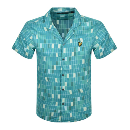 Tile Blue - Front - Lyle & Scott Mens Pool Short-Sleeved Shirt