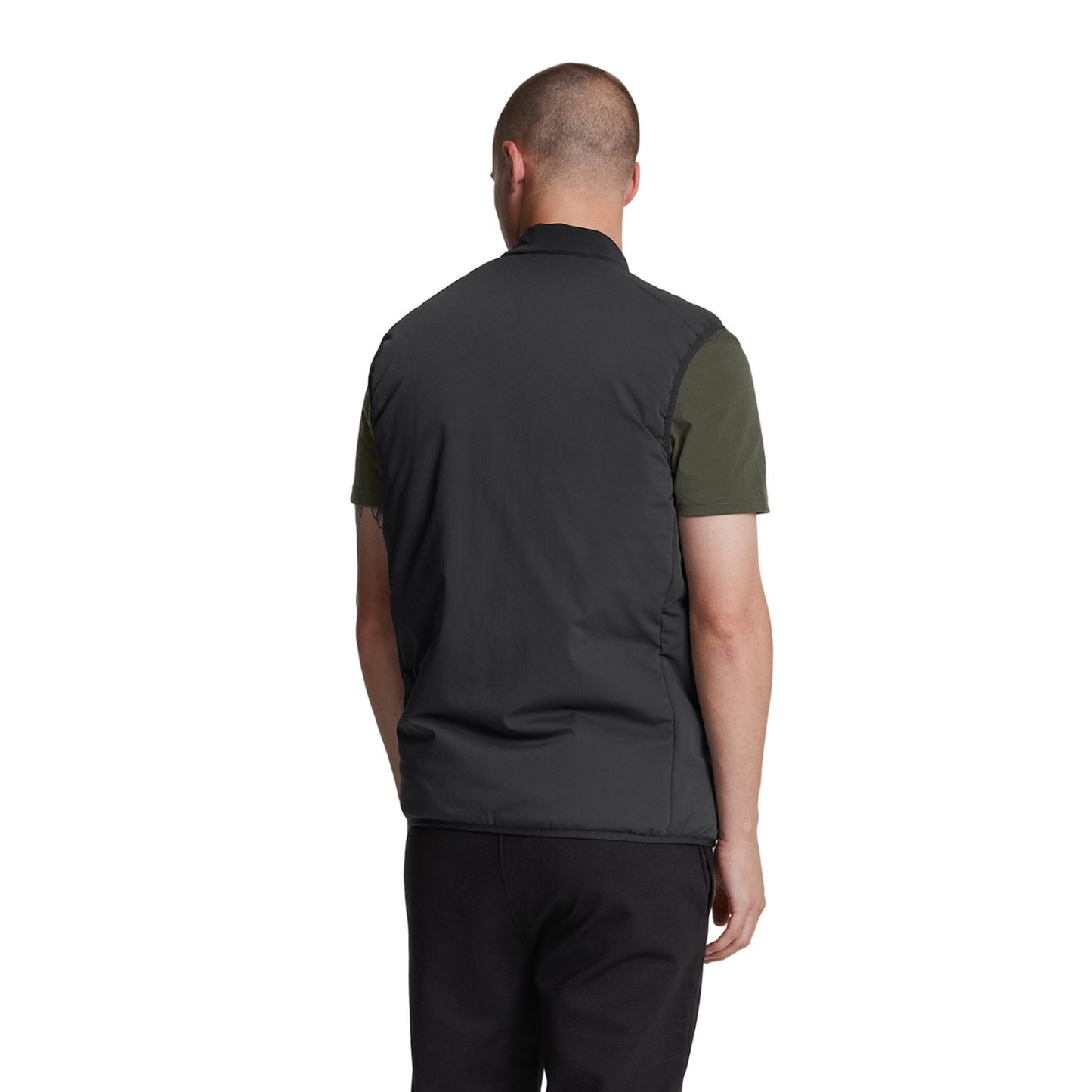 Jet Black - Back - Lyle & Scott Mens Double Baffle Hybrid Gilet