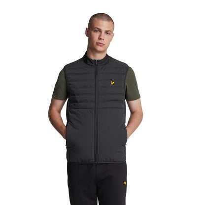 Jet Black - Side - Lyle & Scott Mens Double Baffle Hybrid Gilet