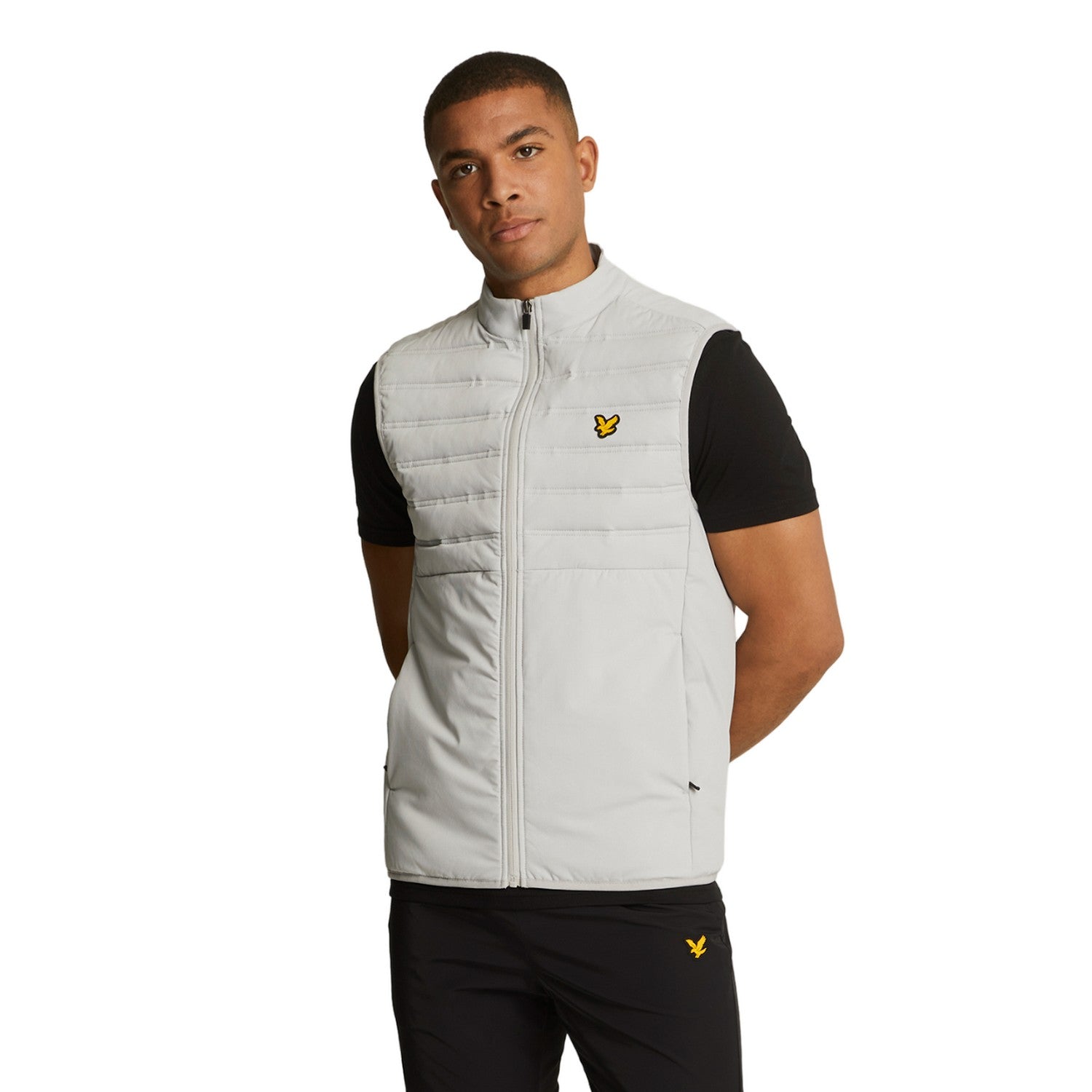 Pebble - Side - Lyle & Scott Mens Double Baffle Hybrid Gilet