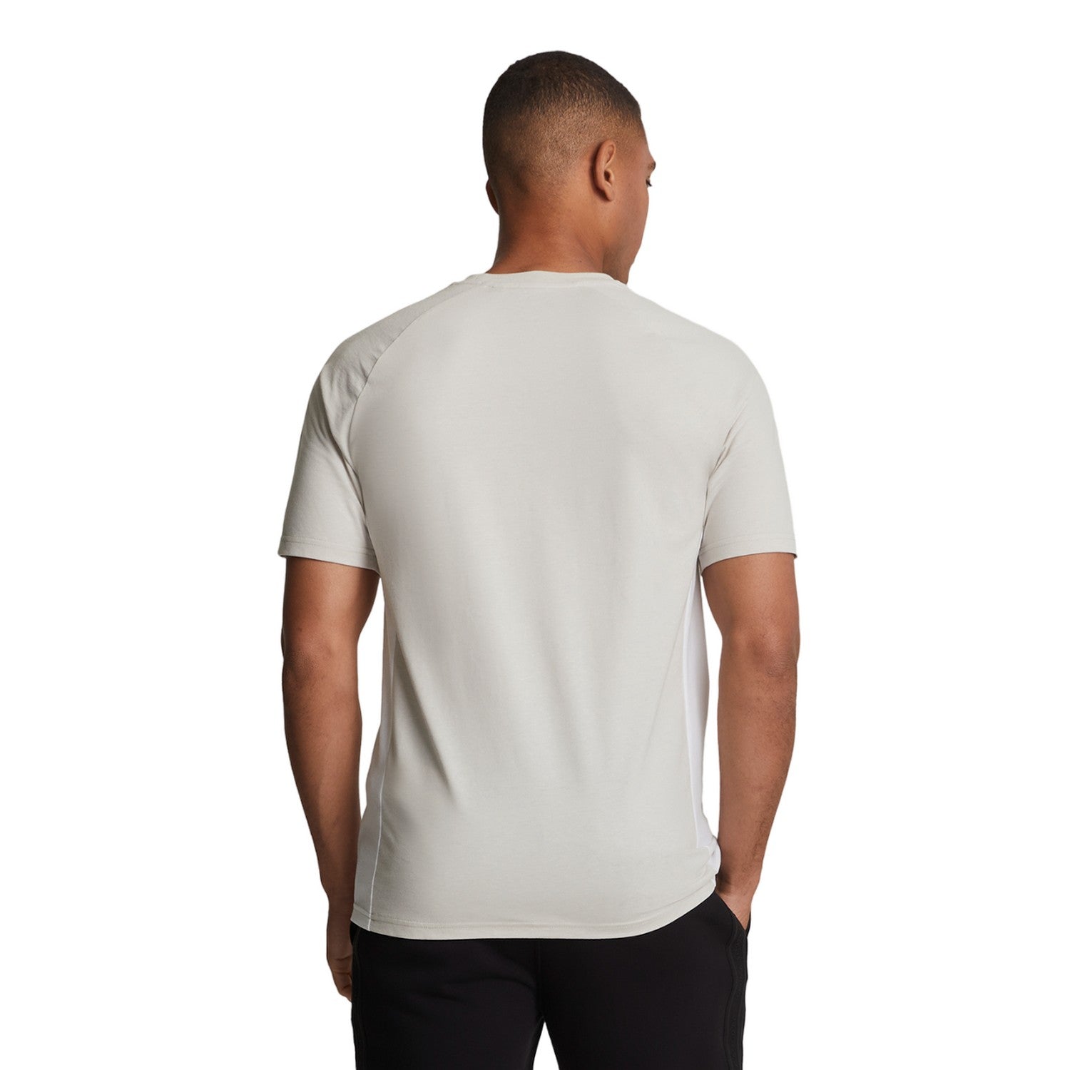 Pebble-White - Back - Lyle & Scott Mens Core Colour Block T-Shirt