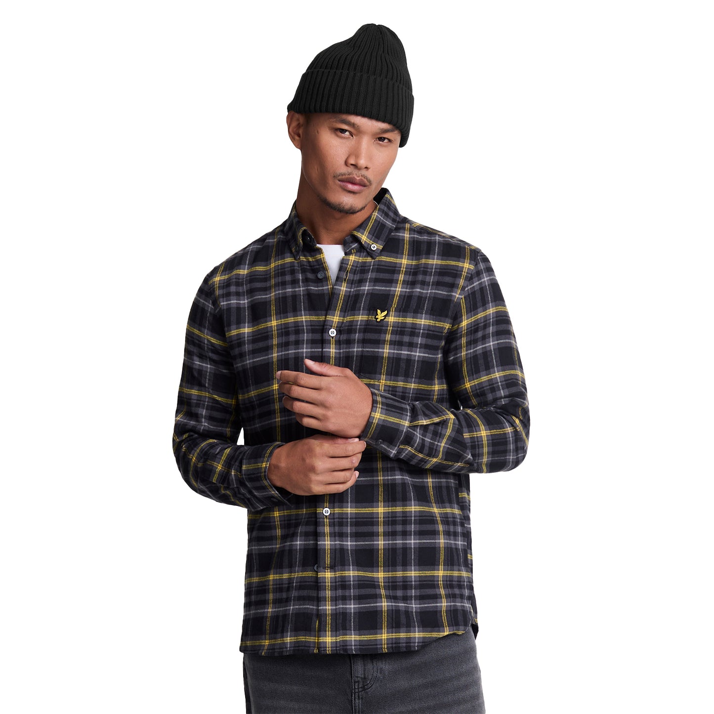Jet Black - Front - Lyle & Scott Mens Checked Flannel Shirt