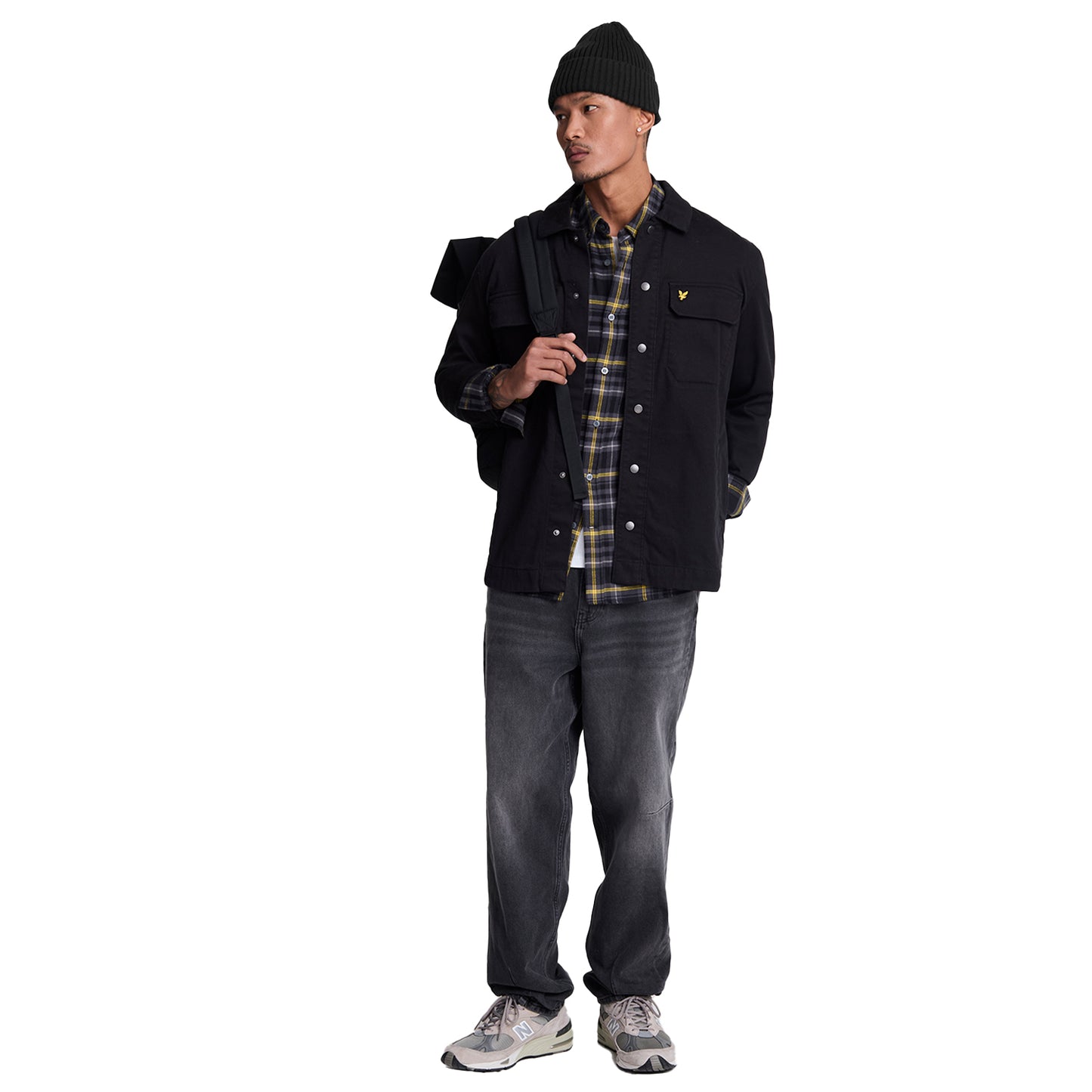 Jet Black - Side - Lyle & Scott Mens Checked Flannel Shirt