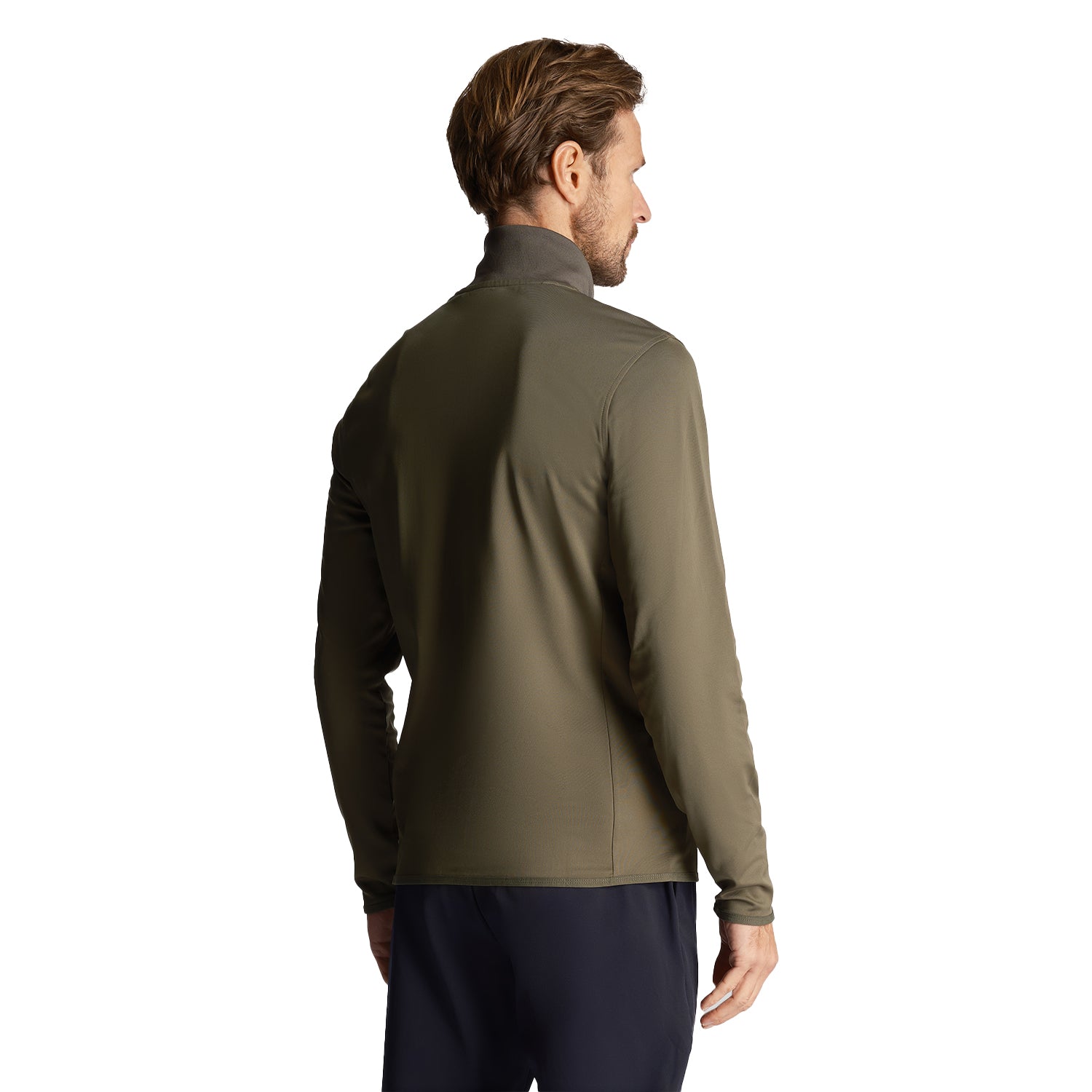 Cactus Green - Back - Lyle & Scott Mens Technical Quarter Zip Midlayer