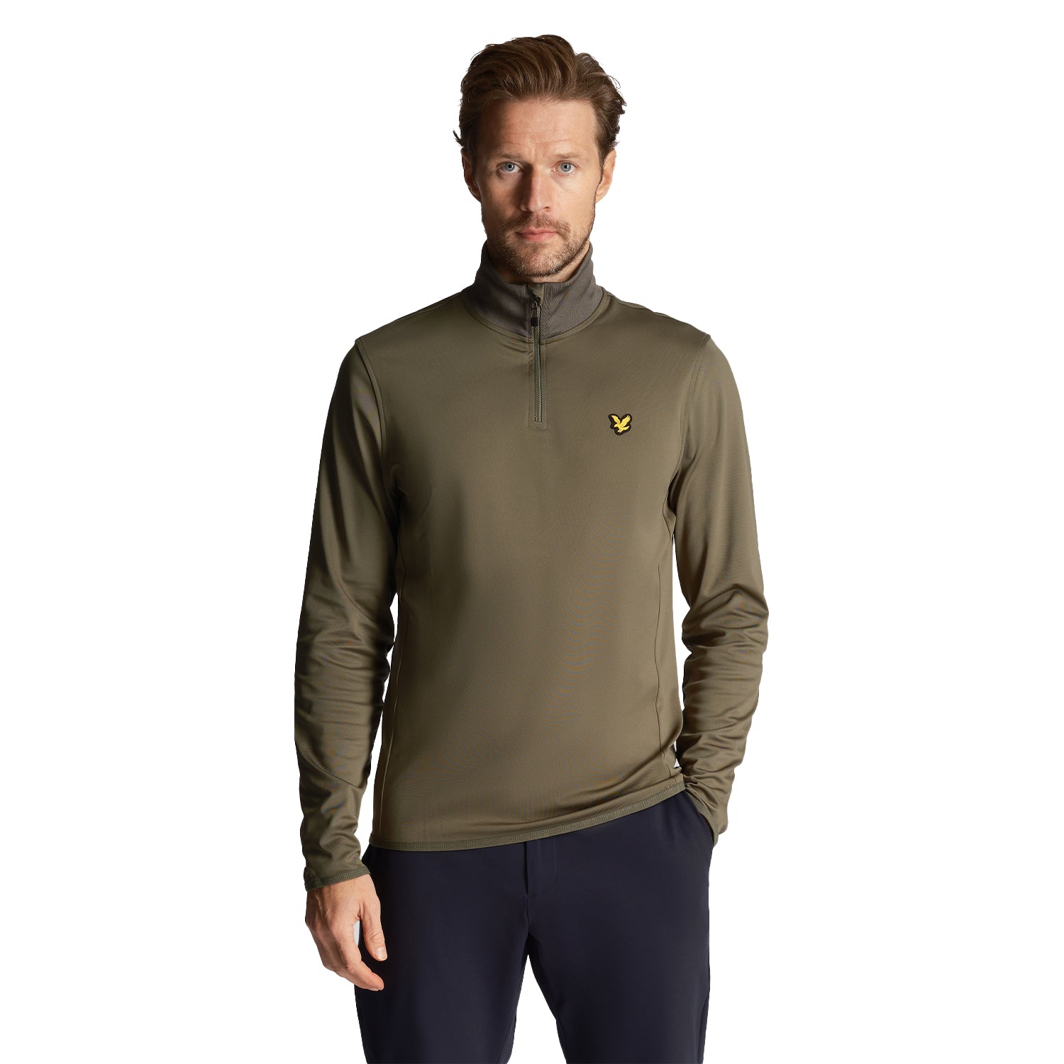 Cactus Green - Side - Lyle & Scott Mens Technical Quarter Zip Midlayer