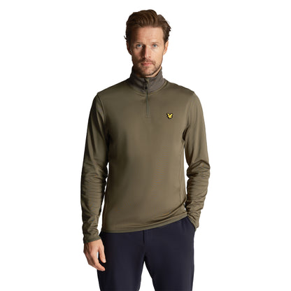 Cactus Green - Side - Lyle & Scott Mens Technical Quarter Zip Midlayer