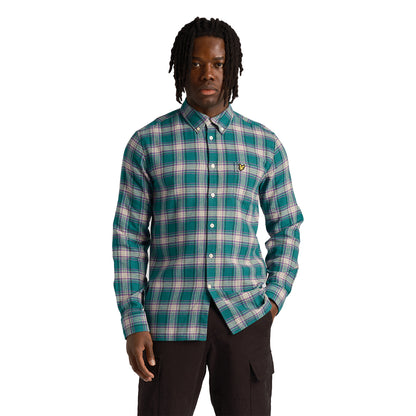 Court Green - Front - Lyle & Scott Mens Checked Flannel Shirt