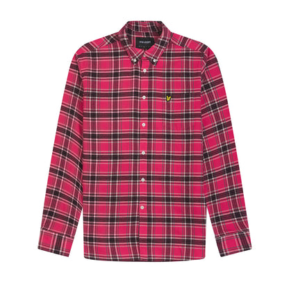 Electric Pink - Front - Lyle & Scott Mens Checked Flannel Shirt