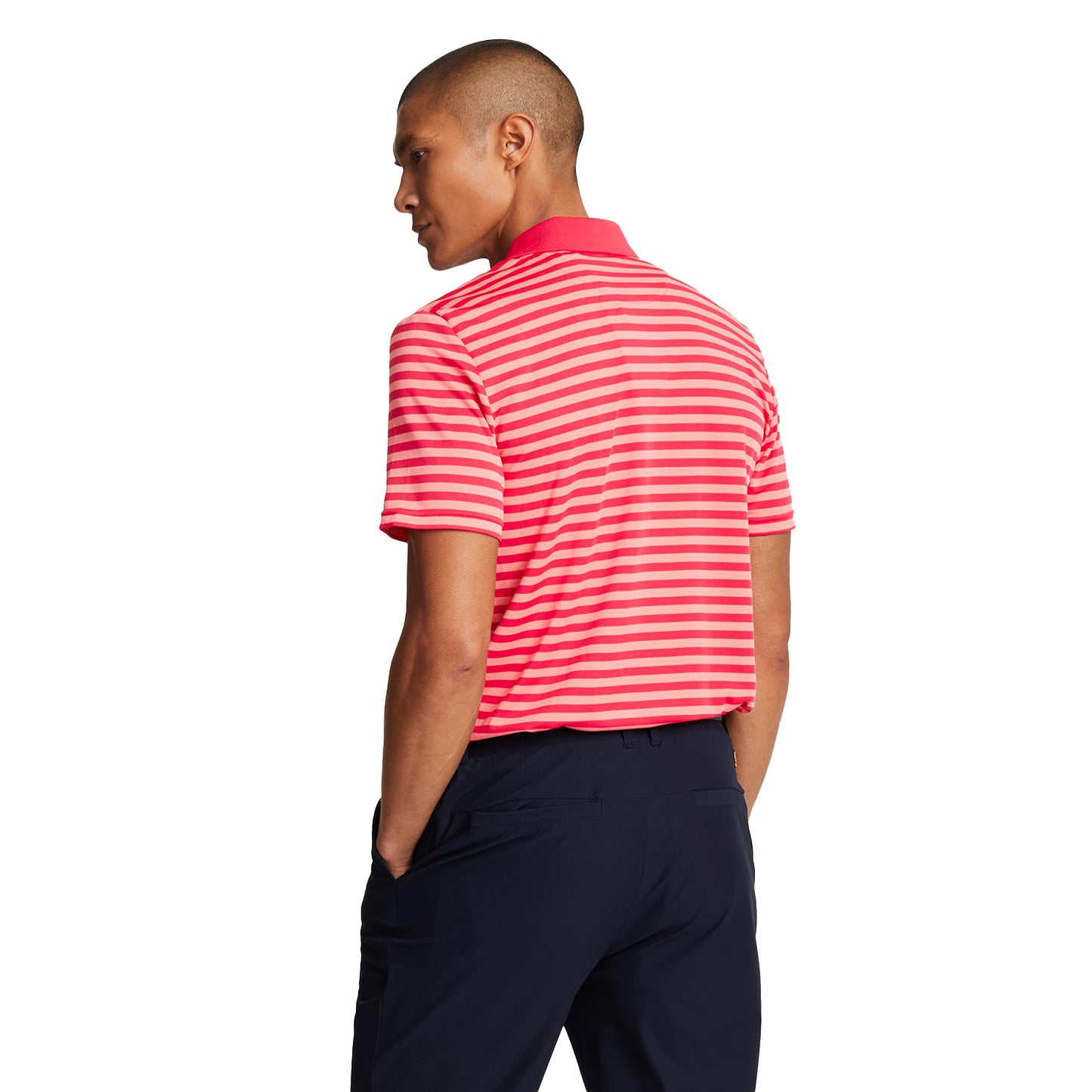 Birdie Red-Red Bud - Back - Lyle & Scott Mens Broad Stripe Golf Polo Shirt