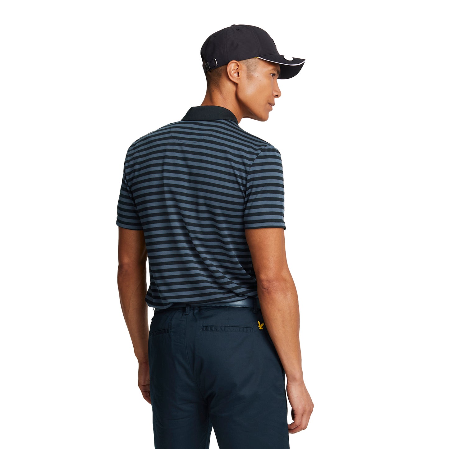 Dark Navy-Jet Black - Back - Lyle & Scott Mens Broad Stripe Golf Polo Shirt