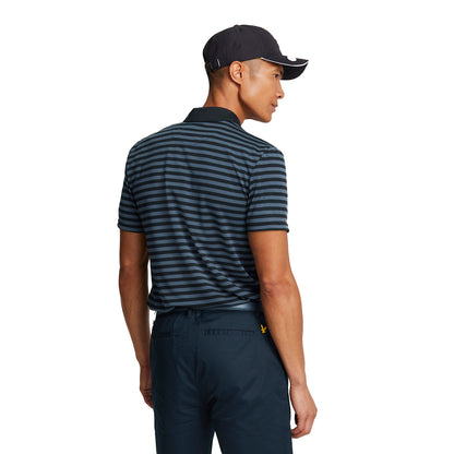Dark Navy-Jet Black - Back - Lyle & Scott Mens Broad Stripe Golf Polo Shirt
