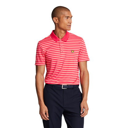 Birdie Red-Red Bud - Front - Lyle & Scott Mens Broad Stripe Golf Polo Shirt