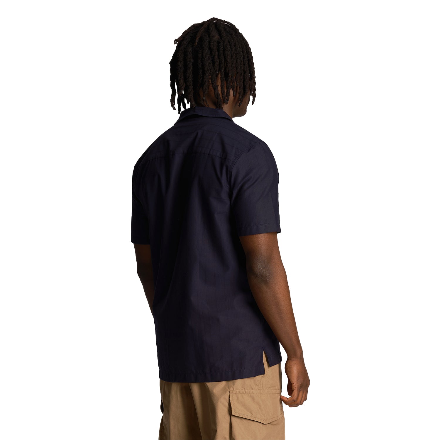 Dark Navy - Back - Lyle & Scott Mens Pinstripe Revere Collar Shirt