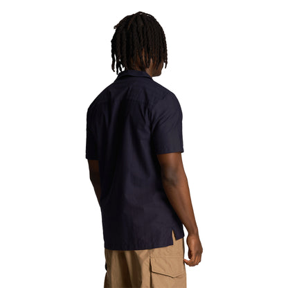 Dark Navy - Back - Lyle & Scott Mens Pinstripe Revere Collar Shirt