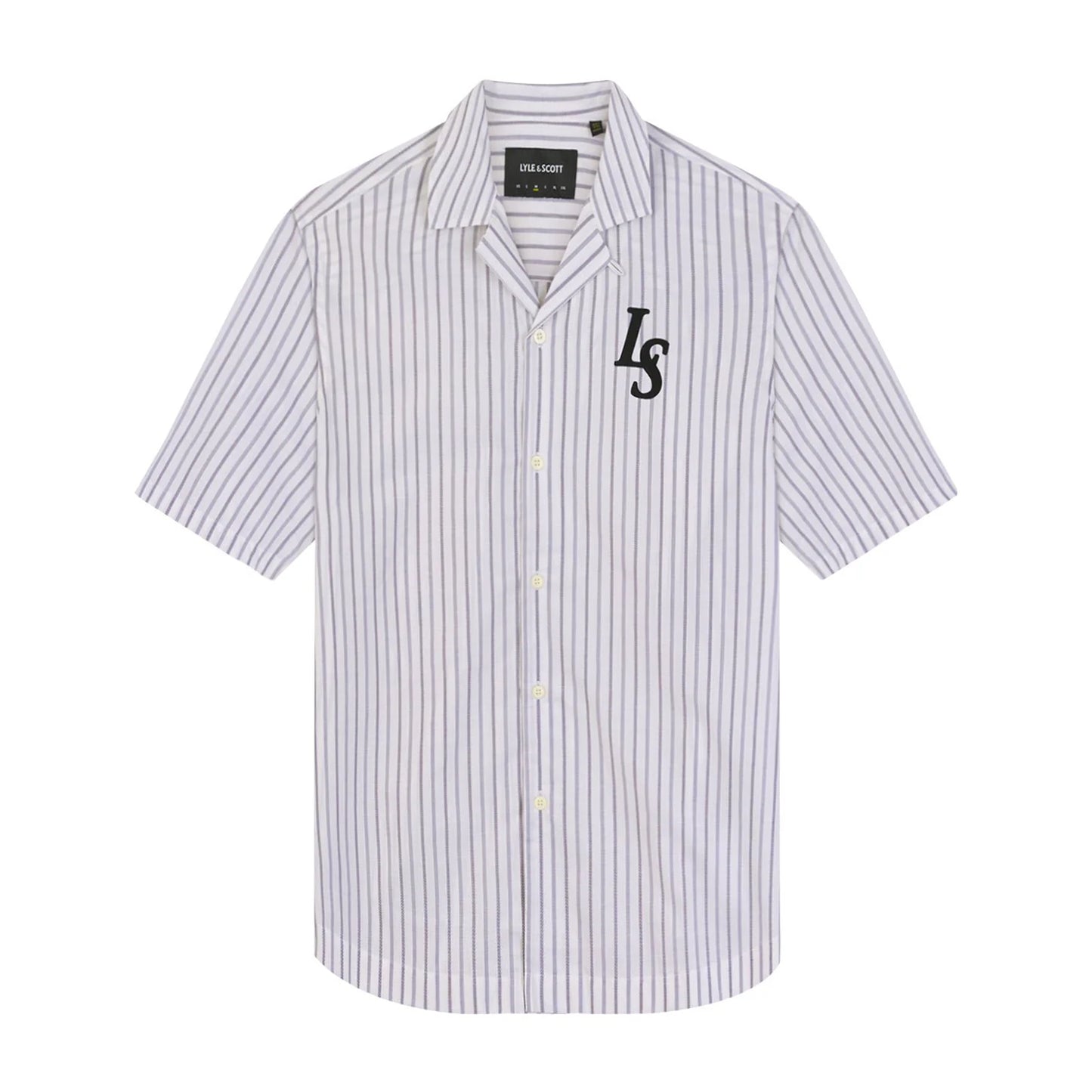 Chalk - Front - Lyle & Scott Mens Pinstripe Revere Collar Shirt